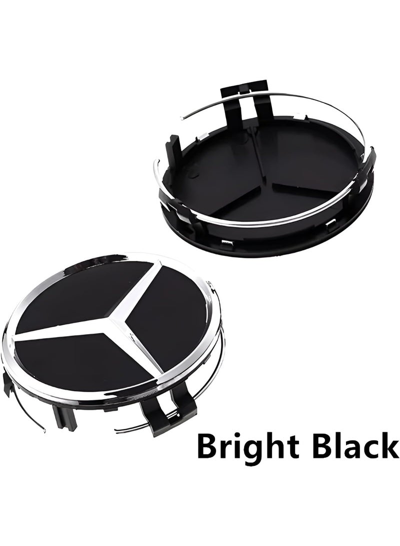 Mercedes-Benz 4 Pcs 75mm Black Wheel Center Hub Caps for Mercedes-Benz | Easy Snap-Fit Alloy Wheel Center Caps - Image 5