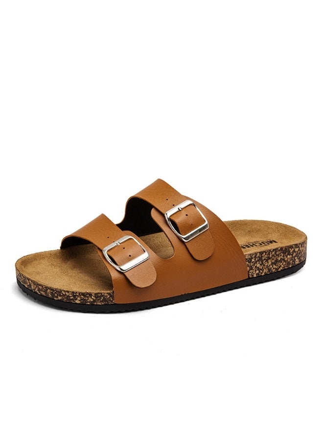 NIBEMINENT Fashion Classic Unisex Slippers For Men Comfortable Summer Cork Shoes For Women Outdoor Sandals Microfiber  - Image 1