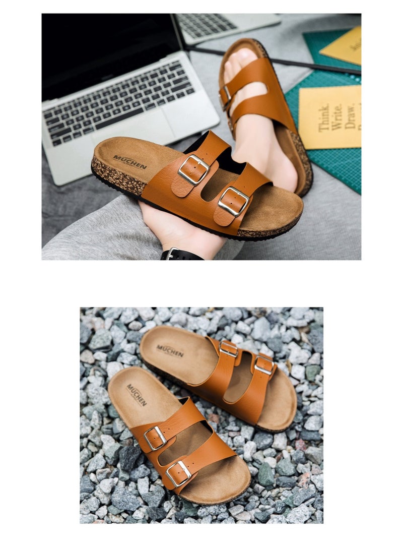 NIBEMINENT Fashion Classic Unisex Slippers For Men Comfortable Summer Cork Shoes For Women Outdoor Sandals Microfiber  - Image 3