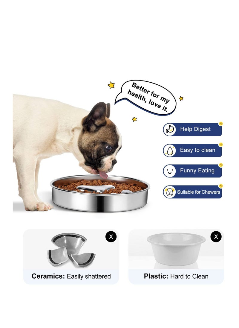 Y&D Slow Feeder Dog Bowls 304 Stainless Steel, Metal Food Bowls, Water Bowl for Small & Medium Sized Dogs, Fun Bloat Stop Pet Fast Eaters, Slows Down Pets Eating  - Image 5