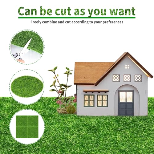 KAEZDD 4 Packs 6 X 6 Inch Fake Grass Decor for Crafts, Artificial Grass for Dollhouse Miniature Ornament Projects, Model Turf Grass for DIY Fairy Garden Accessories and Decor Kit - Image 5