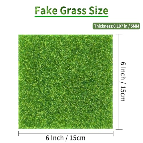 KAEZDD 4 Packs 6 X 6 Inch Fake Grass Decor for Crafts, Artificial Grass for Dollhouse Miniature Ornament Projects, Model Turf Grass for DIY Fairy Garden Accessories and Decor Kit - Image 2