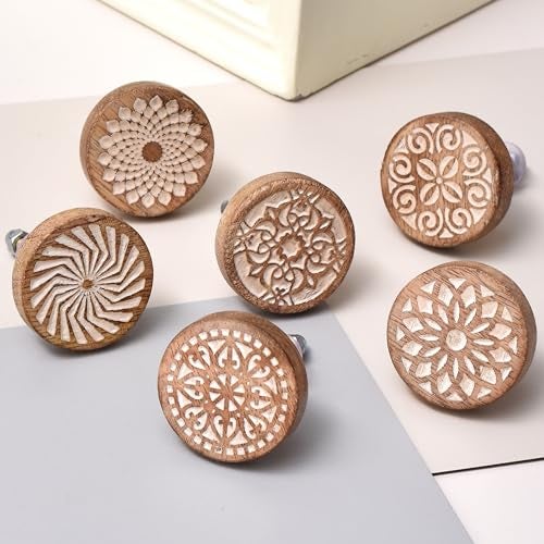 Indian-Shelf IndianShelf 18 Pack- Boho Knobs- Wood Knobs for Cabinets and Drawers- Natural Wooden Dresser Knob- Wooden Knob- Unique Wood Drawer Pulls- Drawer Pulls- Cabinet Door Handles - Image 3