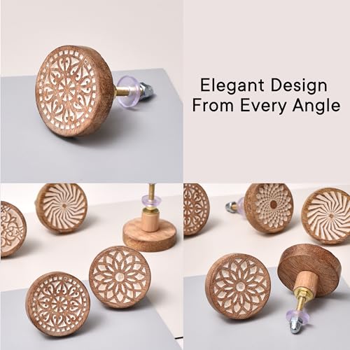 Indian-Shelf IndianShelf 18 Pack- Boho Knobs- Wood Knobs for Cabinets and Drawers- Natural Wooden Dresser Knob- Wooden Knob- Unique Wood Drawer Pulls- Drawer Pulls- Cabinet Door Handles - Image 5