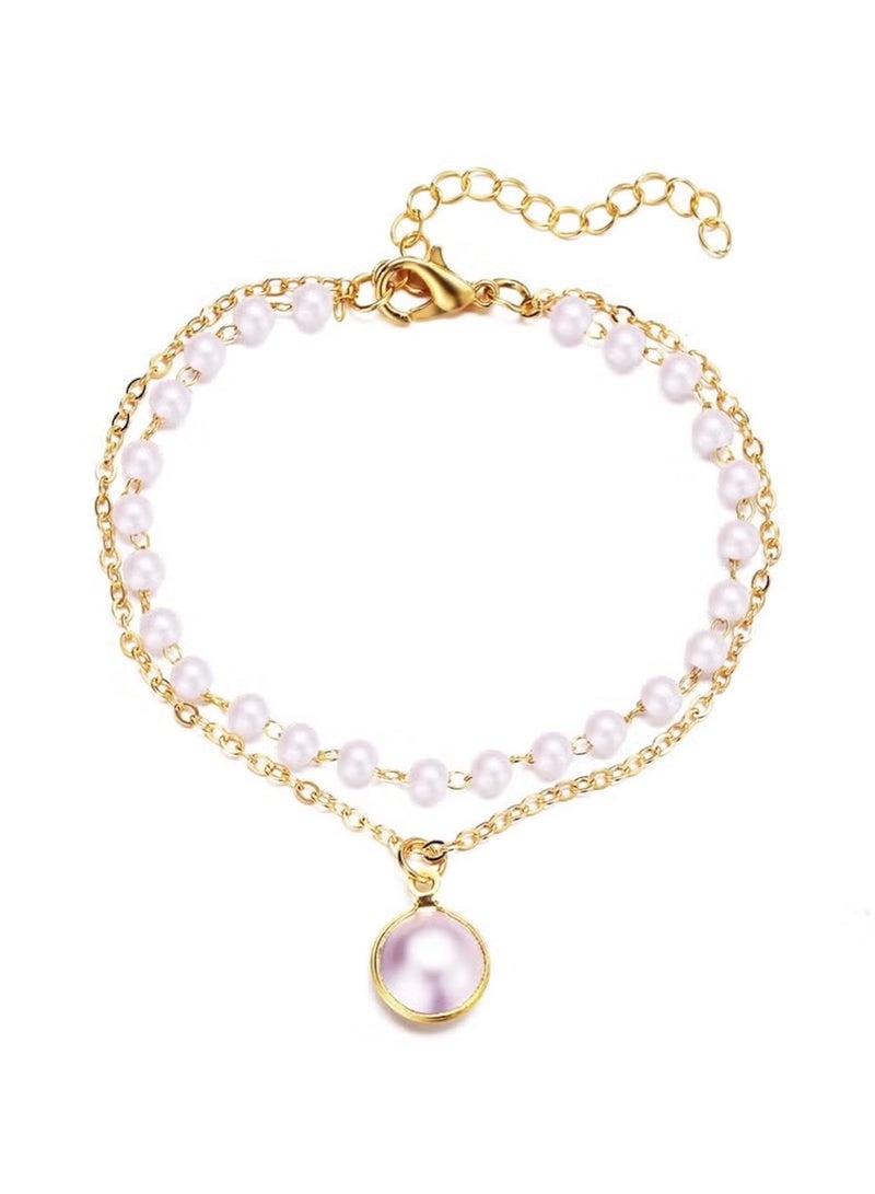 Huitich Elegant Double-Layer Pearl & Pendant Necklace for Women  - Image 2