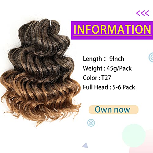 AMELI Ocean Wave Crochet Hair Deep for Black WomenOcean Braids Synthetic Braiding Extensions 8 Packs (9 Inch (Pack of 8) , T27) - Image 2