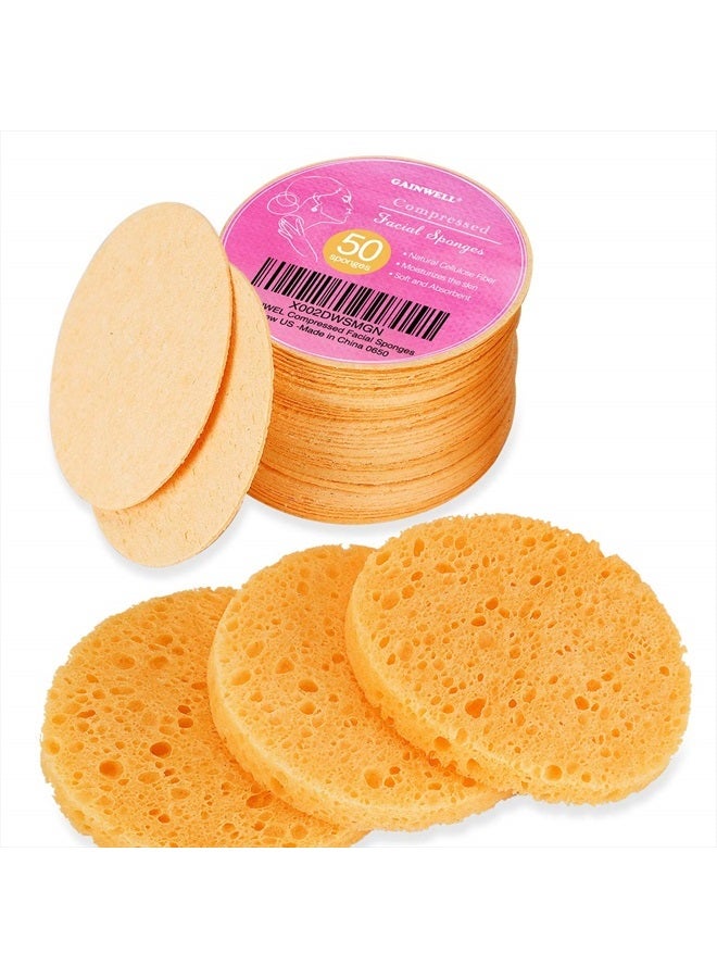 GAINWELL 50-Count Compressed, GAINWELL Cellulose, 100% Natural Cosmetic Spa sponges for Facial Cleansing, Exfoliating Mask, Makeup Removal - Image 1