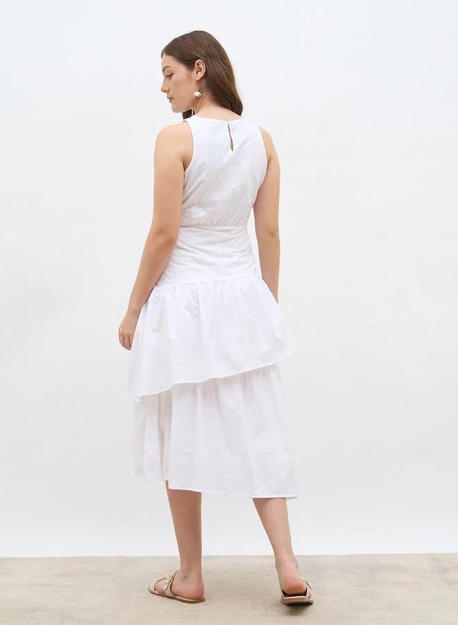 Styli Styli Solid Sleeveless Layered Midi Dress
