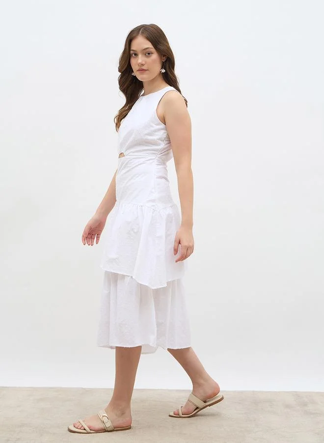 Styli Styli Solid Sleeveless Layered Midi Dress