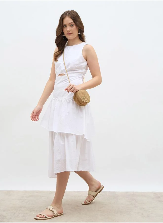 Styli Styli Solid Sleeveless Layered Midi Dress
