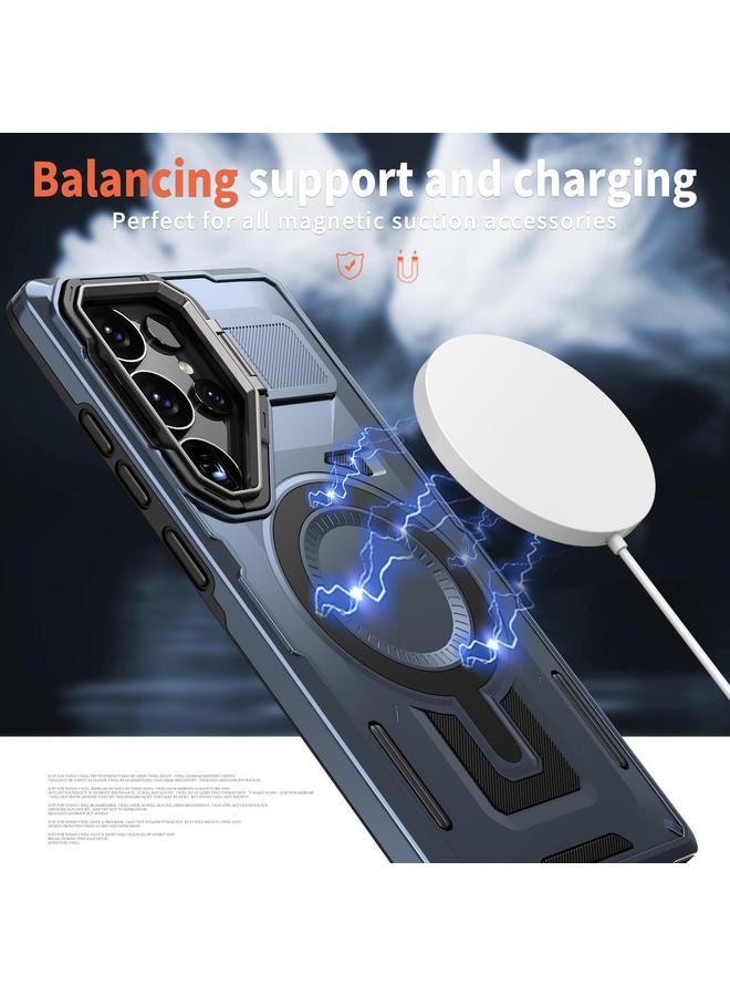 S-TOP Case For Samsung Galaxy A55 5G Shield Hollow Frame Holder MagSafe Phone Case - Image 3