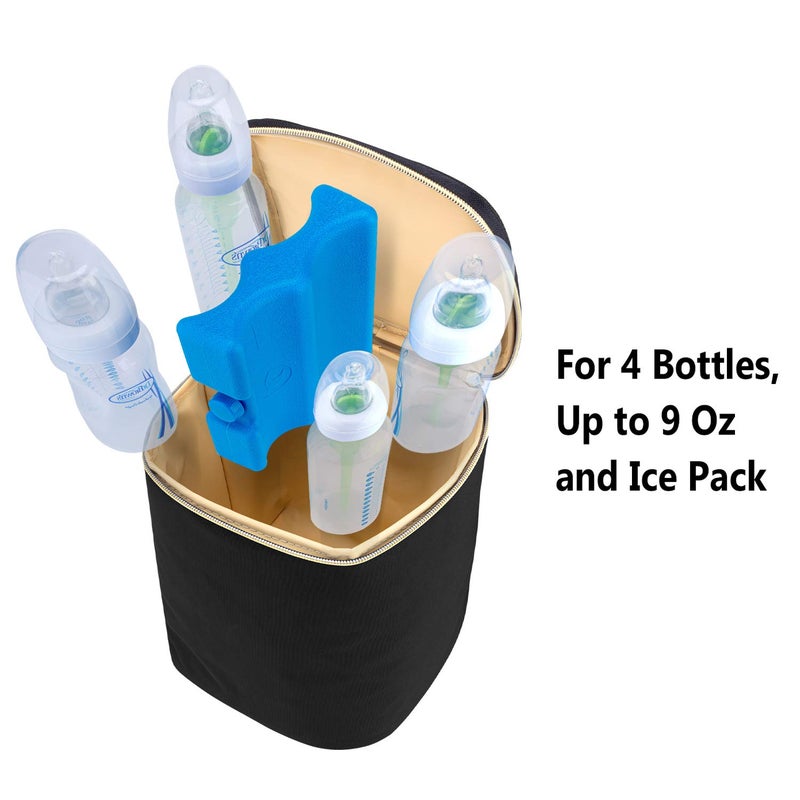 Teamoy Breastmilk Cooler - Bottle Bag for 4 Large 9 Oz Bottles, Perfect for Working Moms, Black - Image 4