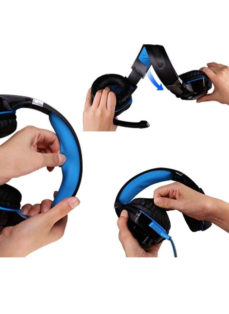Generic - G2000 Gaming Headset, Surround Stereo Gaming Headphones with Noise Cancelling Mic, LED Light & Soft Memory Earmuffs, Works with Xbox One, PS4, Nintendo Switch, PC Mac Computer Games -Blue, Wired - Image 1