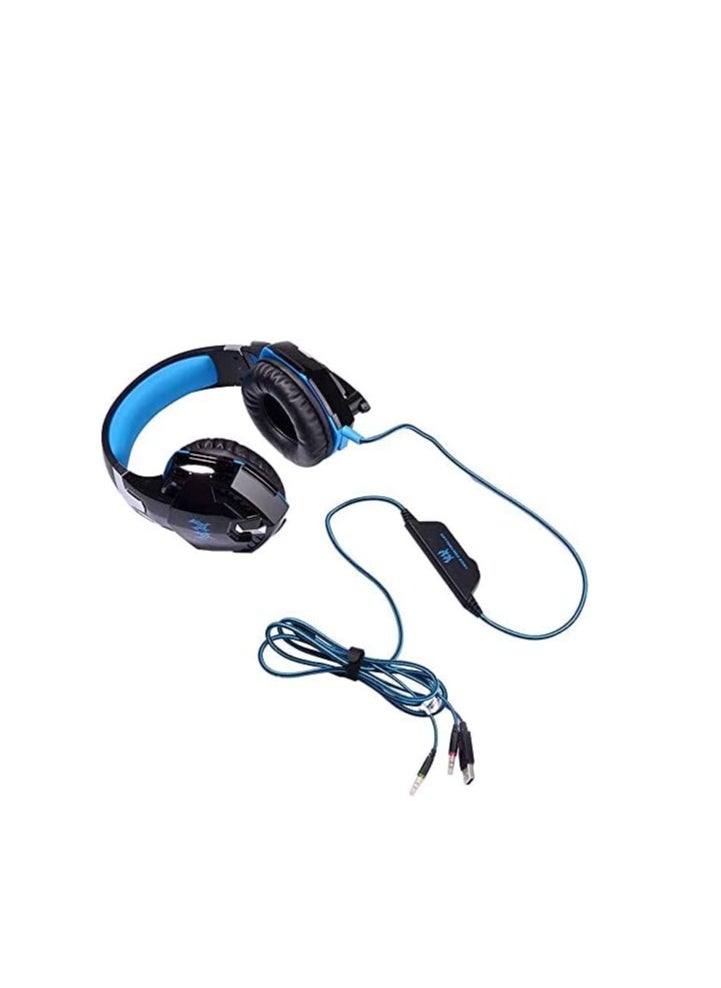 Generic - G2000 Gaming Headset, Surround Stereo Gaming Headphones with Noise Cancelling Mic, LED Light & Soft Memory Earmuffs, Works with Xbox One, PS4, Nintendo Switch, PC Mac Computer Games -Blue, Wired - Image 1