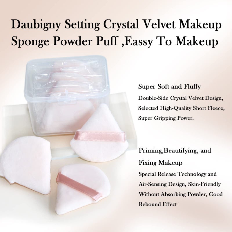 Daubigny Powder Puff Daubigny 6 PCS Powder Puff Makeup Puff Face Soft Triangle Powder Puffs for Loose Powder Mineral Powder Body Powder Velour Cosmetic FaclaI Sponges for Applying Makeup Tools(Nude) - Image 5