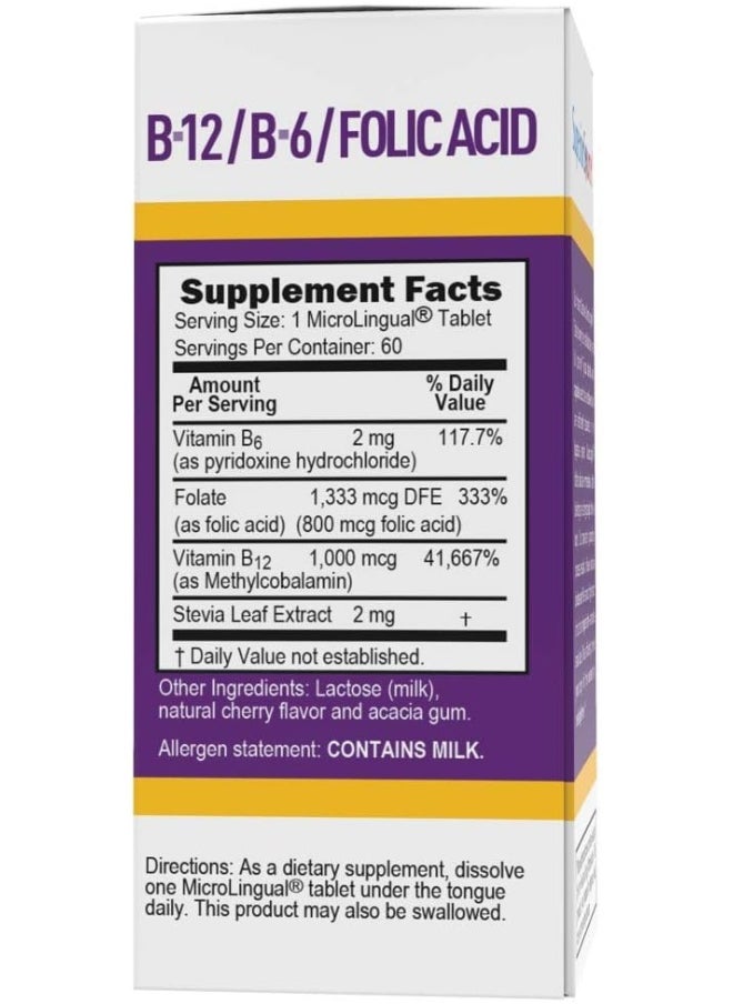 Superior Source No Shot Vitamin B12 Methylcobalamin (1000 Mcg), B6, Folic Acid, Quick Dissolve Microlingual Tablets, 60 Ct  - Image 5