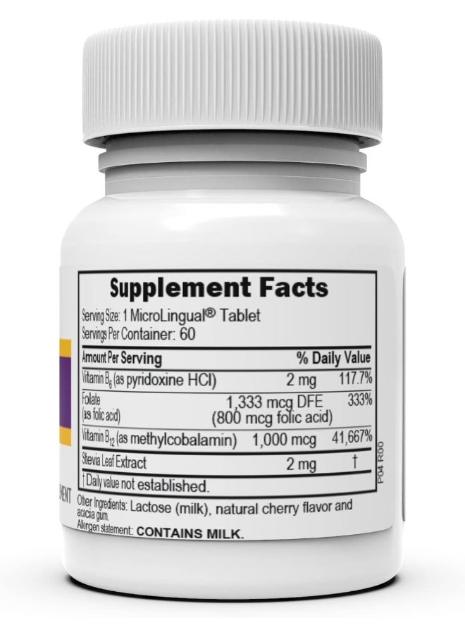 Superior Source No Shot Vitamin B12 Methylcobalamin (1000 Mcg), B6, Folic Acid, Quick Dissolve Microlingual Tablets, 60 Ct  - Image 2