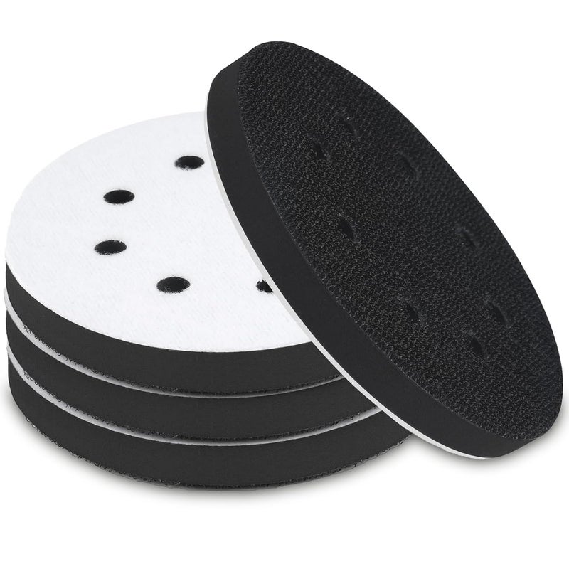 Mkobon 4 Pack 5 Inch 8 Holes Foam Sanding Pads, Soft Density Interface Pad, Hook and Loop Sponge Cushion Buffer Backing Pad for Orbital Sander All-round unified build - Image 1