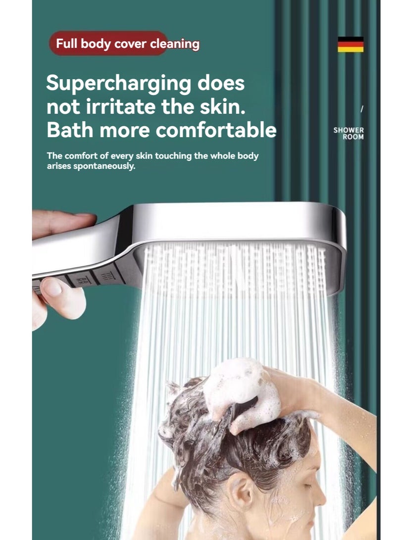 Newly Upgraded Multi-Function Pressurized Square Shower Head, Enjoy a Comfortable SPA-Level Shower Experience, Silver - Image 2