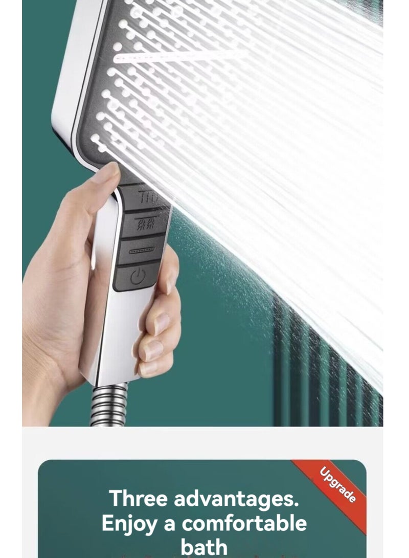 Newly Upgraded Multi-Function Pressurized Square Shower Head, Enjoy a Comfortable SPA-Level Shower Experience, Silver - Image 5