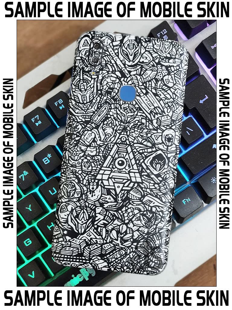 AtOdds Mobile Skin Sticker Wrap | Compatible for Oppo Reno 14 (5G) | Scratchproof Matte Finish | Full Coverage for All Sides & Camera Protection (Monocrome Bots) - Image 2