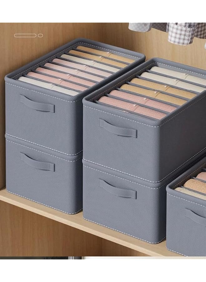 Green Tiger 4Pcs Clothes Organizer for Folded Clothes, Drawer Dividers for Clothes, 6 Grids Trapezoid Storage Bins, Fabric Dresser Drawer Organizers, Jean Organizer for Closet, Wardrobe, Dormitory - Image 3