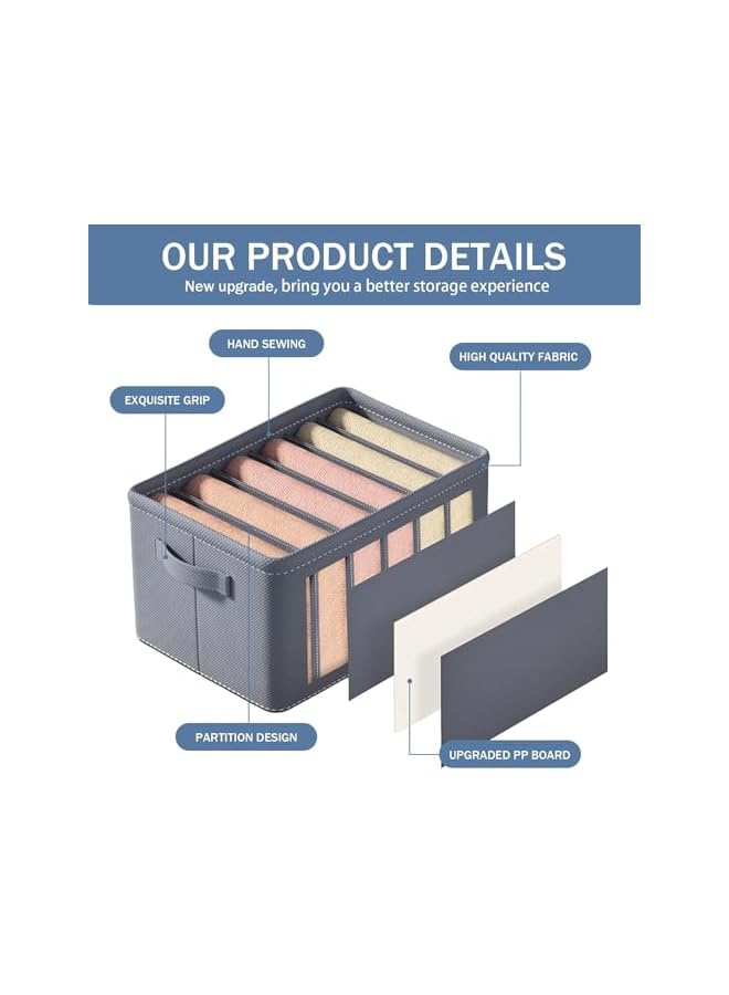 Green Tiger 4Pcs Clothes Organizer for Folded Clothes, Drawer Dividers for Clothes, 6 Grids Trapezoid Storage Bins, Fabric Dresser Drawer Organizers, Jean Organizer for Closet, Wardrobe, Dormitory - Image 2