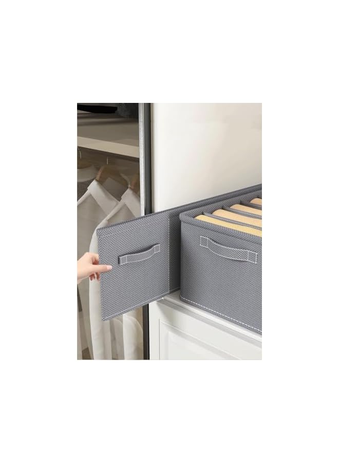 Green Tiger 4Pcs Clothes Organizer for Folded Clothes, Drawer Dividers for Clothes, 6 Grids Trapezoid Storage Bins, Fabric Dresser Drawer Organizers, Jean Organizer for Closet, Wardrobe, Dormitory - Image 5