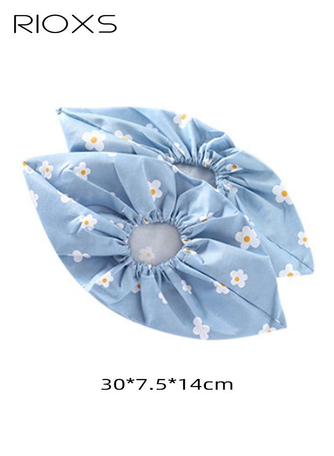 ريوكس 5 أزواج من أغطية الأحذية للأطفال، أغطية أحذية مطبوعة غير قابلة للانزلاق وقابلة لإعادة الاستخدام للبنين والبنات، أغطية أحذية وأحذية طويلة قابلة للتنفس ومطبوعة بنقوش زهور جميلة للاستخدام في الداخل والخارج، واقي أحذية للأطفال قابل للغسل وقابل لإعادة التدوير ومتين، يحمي منزلك وأرضياتك وأحذيتك، لون أزرق، مقاس 27-35 حسب المقاسات الأوروبية - Image 3