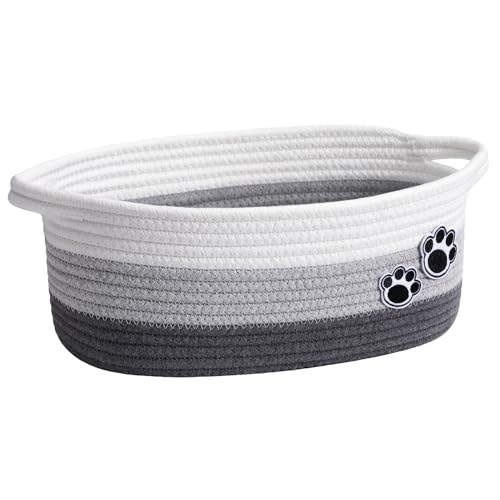 HiChen Small Dog Toy Basket Cute Woven Baskets for Shelves Decorative Rope Storage Baskets for Nursery Baby Gift Basket for Diapers 12 x 8 x 5 inches