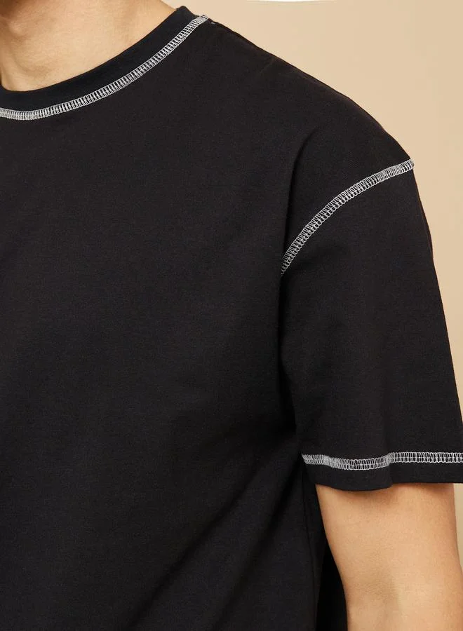 Styli Contrast Stitch Compact Jersey Oversized T-Shirt