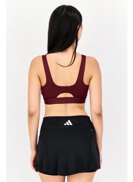 Adidas Women Brand Logo Padded Sports Bra, Maroon  - Image 4