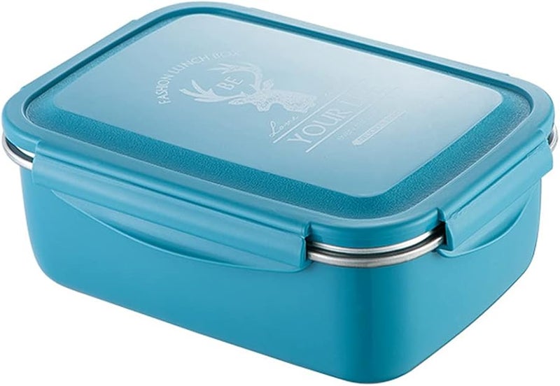 Blue Stainless Steel Lunch Box With PP Lid Four Buttons Food Safe Reusable For Children Women School Outdoor Gifts - Image 4