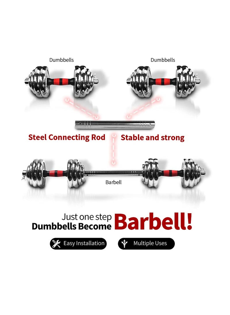 Arabest Adjustable Dumbbell Set, 3 in 1 Dumbbell Barbell Metal Link, Chrome Weights, Hardcover Gift Box, for Home Gym Workout Training Equipment (20kg)  - Image 2