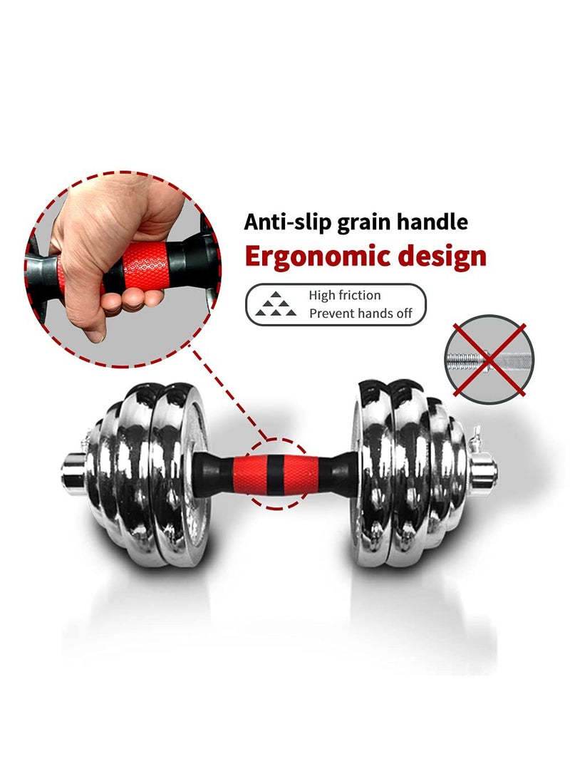 Arabest Adjustable Dumbbell Set, 3 in 1 Dumbbell Barbell Metal Link, Chrome Weights, Hardcover Gift Box, for Home Gym Workout Training Equipment (20kg)  - Image 3