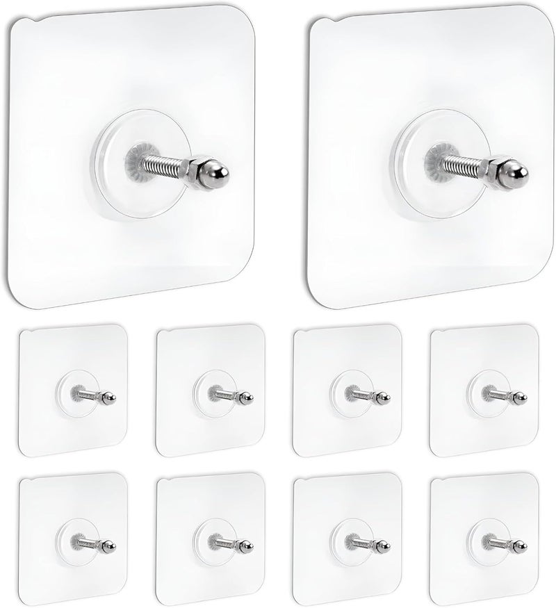 Zulaxy Photo Frame Hooks for Wall Without Drilling, 10 Pack Self Adhesive Hooks for Wall Heavy Duty Strong Nail Free for Hanging Photo Frame (Hanging Hook, Transparent) Stainless Steel - Image 1