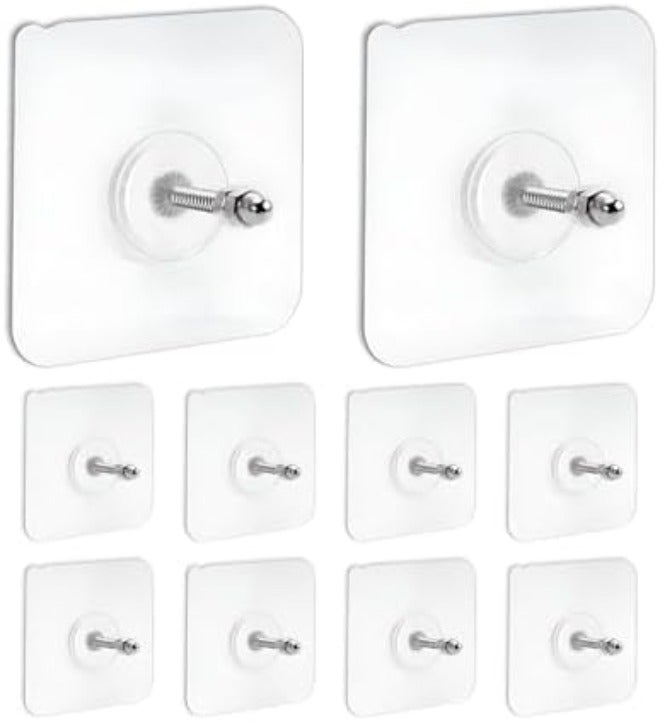 Zulaxy Photo Frame Hooks for Wall Without Drilling, 10 Pack Self Adhesive Hooks for Wall Heavy Duty Strong Nail Free for Hanging Photo Frame (Hanging Hook, Transparent) Stainless Steel - Image 3