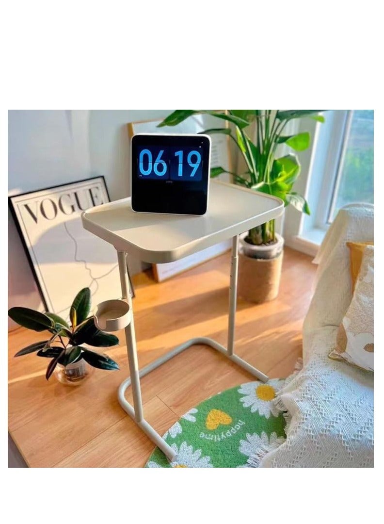 Golden Foldable Standing Desk, Magnetic Height Adjustable Small Laptop Desk, Tiltable Portable Office Work Station, for Home Office & School (White) - Image 3