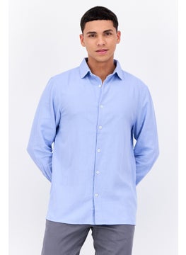 French Connection Men Regular Fit Solid Long Sleeves Casual Shirt, Light Blue  - Image 1