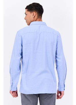 French Connection Men Regular Fit Solid Long Sleeves Casual Shirt, Light Blue  - Image 3
