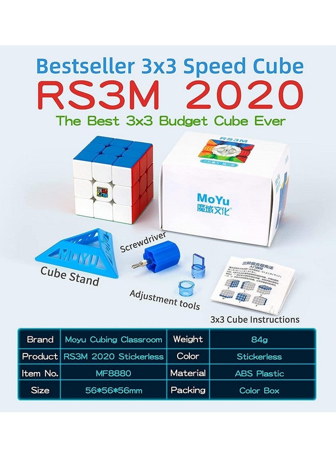D ETERNAL Moyu Rs3M 2020 3X3 Magnetic Speed Cube, Stickerless Budget Magnetic 3x3x3 Cube, Mfjs Flagship Professional Magnetic 3 by 3 Speed Cube
