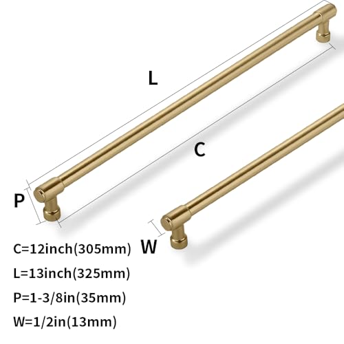 ZAUYX Solid Heavy Duty Jasper Pulls 2 Pack Champagne Bronze Cabinet Pulls 12 Inch Hole Centers for Kitchen Cupboard Handles Modern Drawer Pulls Bathroom Champagne Brass Cabinet Pulls - Image 3