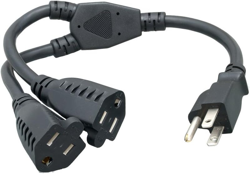 Cablelera Power Cord Extension and Splitter, NEMA 5-15P to NEMA 5-15R x 2, 16 AWG, 13A, 125V (ZWACPQAG-14) - Image 1