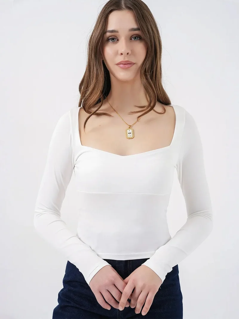 BIG DART BDART Long Sleeve Fitted Blouse with Heart Collar