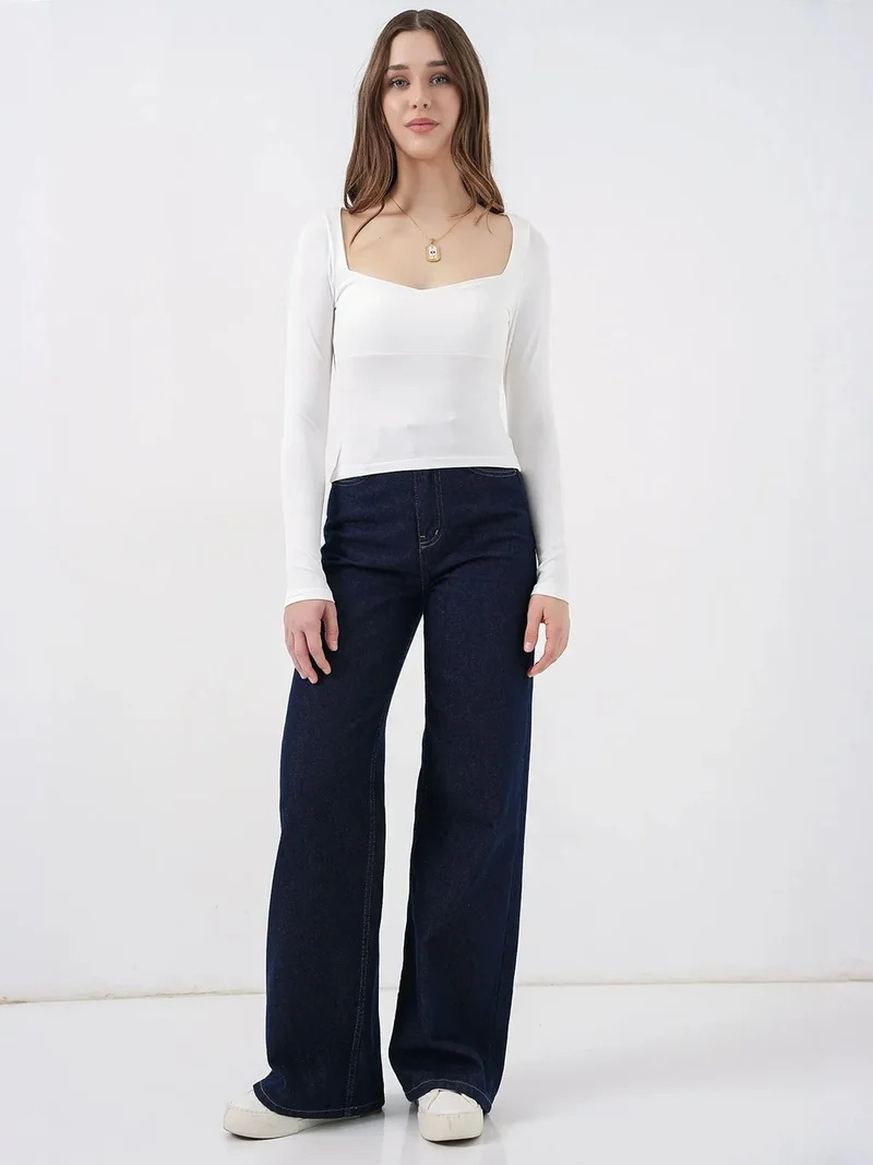 BIG DART BDART Long Sleeve Fitted Blouse with Heart Collar
