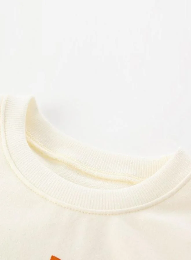 يونيكي White Printed Long Sleeve Crew Neck T-Shirt