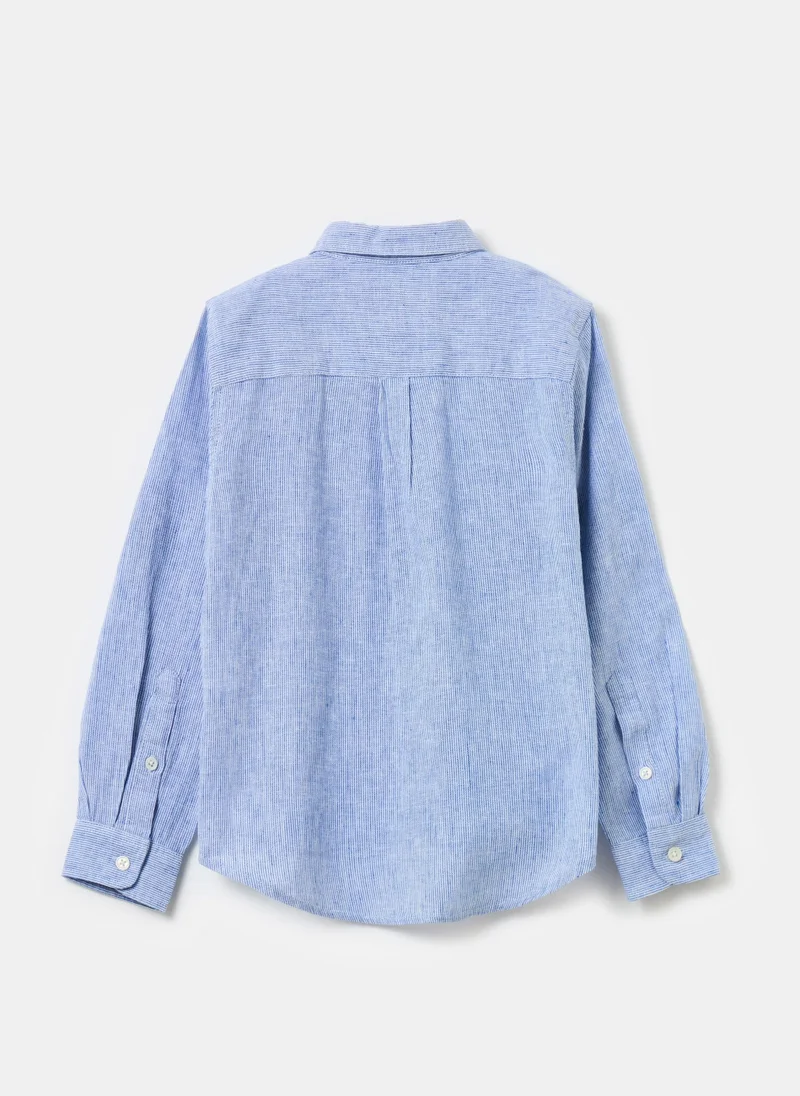 Ovs Striped Linen And Cotton Shirt