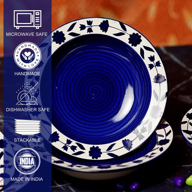 Yourowndcor Ceramic Umrao Hand-Painted Deep Pasta Plate| Soup Plate | Snack Plate |Microwave Safe, Oven Safe |Set of 2 Plates 7 inches |Microwave Safe & Oven Safe| - Image 2
