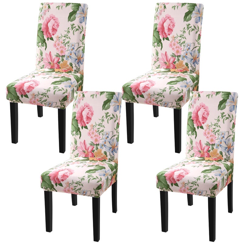 Fuloon Chair Covers for Dining Room 4 Pack, Printed Stretch Dining Slipcovers, Washable Kitchen Slip Covers for Parson Chair, Flowers Blossoms Printed, Set of 4 - Image 1