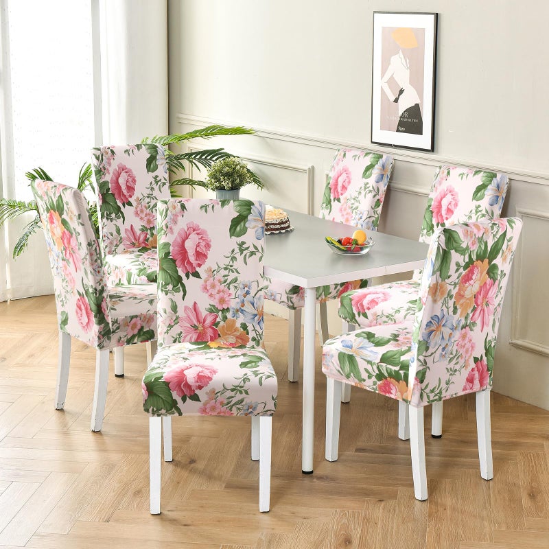 Fuloon Chair Covers for Dining Room 4 Pack, Printed Stretch Dining Slipcovers, Washable Kitchen Slip Covers for Parson Chair, Flowers Blossoms Printed, Set of 4 - Image 5